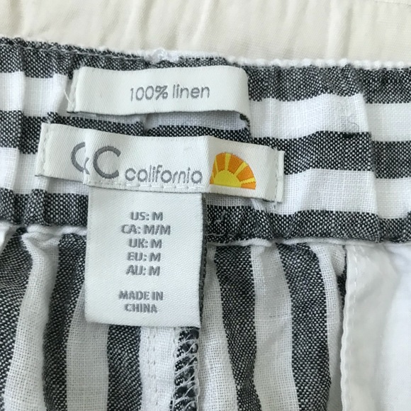 C&C California Pull-On Linen Pants, Size M, Slate Grey and White Stripe - Picture 4 of 5